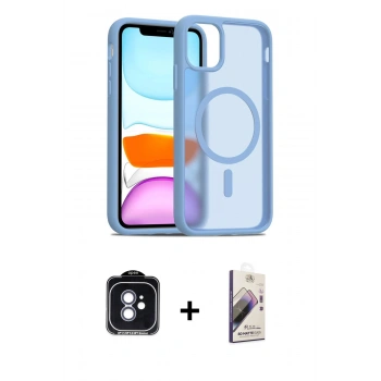 MARSİLYAN™- iPhone 11 Kılıf Siluet Minimal Prime - Siyah Bilvis 3D Mat Cam Ekran Koruyucu + PVD Metal Kamera Lens - MI