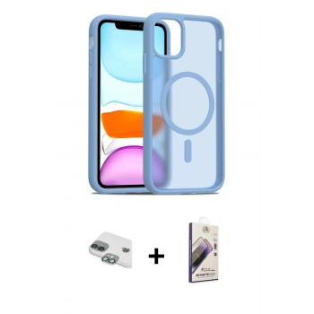 MARSİLYAN™- iPhone 11 Kılıf Siluet Minimal Prime - Siyah Bilvis 3D Mat Cam Ekran Koruyucu + Pers Alüminyum Kamera Lens - YL