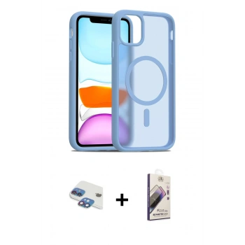 MARSİLYAN™- iPhone 11 Kılıf Siluet Minimal Prime - Siyah Bilvis 3D Mat Cam Ekran Koruyucu + Pers Alüminyum Kamera Lens - GI