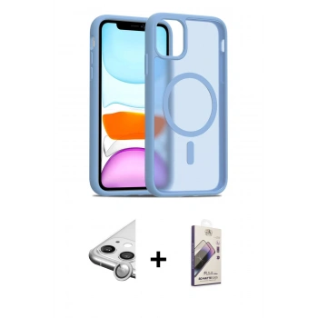 MARSİLYAN™- iPhone 11 Kılıf Siluet Minimal Prime - Siyah Bilvis 3D Mat Cam Ekran Koruyucu + Raze Metal Kamera Lens - GS