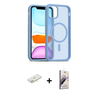 MARSİLYAN™- iPhone 11 Kılıf Siluet Minimal Prime - Siyah Bilvis 3D Mat Cam Ekran Koruyucu + Renkli Kamera Lens Koruma Cam - SI