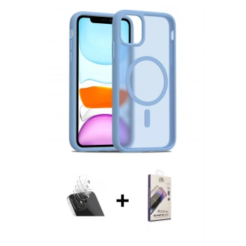 MARSİLYAN™- iPhone 11 Kılıf Siluet Minimal Prime - Siyah Bilvis 3D Mat Cam Ekran Koruyucu + Kamera Lens Koruma Cam - SF