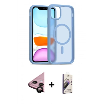 MARSİLYAN™- iPhone 11 Kılıf Siluet Minimal Prime - Siyah Bilvis 3D Mat Cam Ekran Koruyucu + Raze Metal Kamera Lens - SH