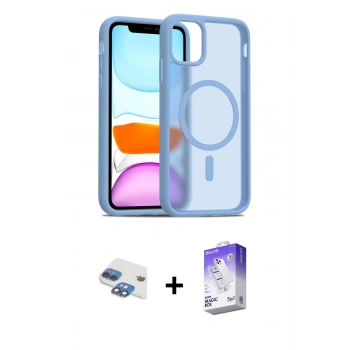 MARSİLYAN™- iPhone 11 Kılıf Siluet Minimal Prime - Siyah Bilvis 5in1 3D Magic Cam Ekran Koruyucu + Pers Alüminyum Kamera Lens - GI