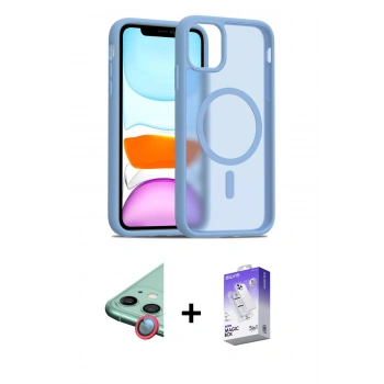 MARSİLYAN™- iPhone 11 Kılıf Siluet Minimal Prime - Siyah Bilvis 5in1 3D Magic Cam Ekran Koruyucu + Raze Metal Kamera Lens - KI
