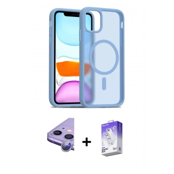 MARSİLYAN™- iPhone 11 Kılıf Siluet Minimal Prime - Siyah Bilvis 5in1 3D Magic Cam Ekran Koruyucu + Raze Metal Kamera Lens - MR
