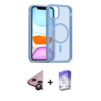 MARSİLYAN™- iPhone 11 Kılıf Siluet Minimal Prime - Siyah Bilvis 5in1 3D Magic Cam Ekran Koruyucu + Raze Metal Kamera Lens - SH