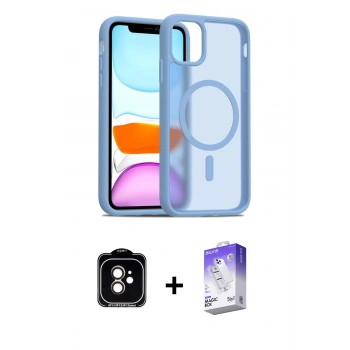 MARSİLYAN™- iPhone 11 Kılıf Siluet Minimal Prime - Siyah Bilvis 5in1 3D Magic Cam Ekran Koruyucu + PVD Metal Kamera Lens - TU