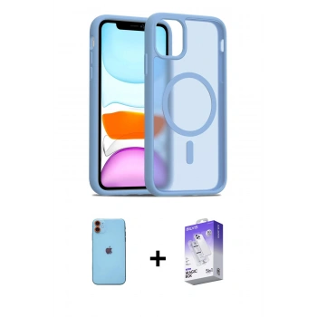 MARSİLYAN™- iPhone 11 Kılıf Siluet Minimal Prime - Siyah Bilvis 5in1 3D Magic Cam Ekran Koruyucu + Neon Fosforlu Kamera Lens - TU