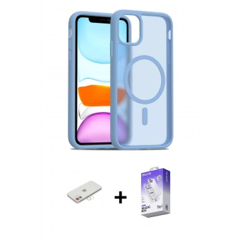 MARSİLYAN™- iPhone 11 Kılıf Siluet Minimal Prime - Siyah Bilvis 5in1 3D Magic Cam Ekran Koruyucu + Renkli Kamera Lens Koruma Cam - YL