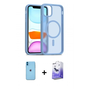 MARSİLYAN™- iPhone 11 Kılıf Siluet Minimal Prime - Siyah Bilvis 5in1 5D Magic Hayalet Cam Ekran Koruyucu + Neon Fosforlu Kamera Lens - MI