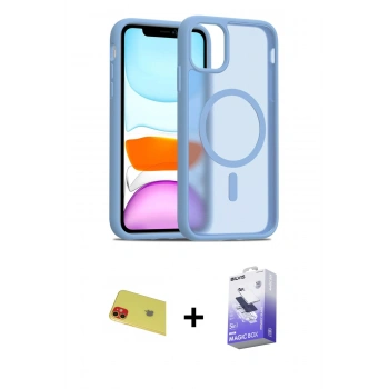 MARSİLYAN™- iPhone 11 Kılıf Siluet Minimal Prime - Siyah Bilvis 5in1 5D Magic Hayalet Cam Ekran Koruyucu + Rainbow Kamera Lens Koruma Cam - KI