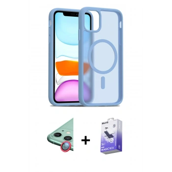 MARSİLYAN™- iPhone 11 Kılıf Siluet Minimal Prime - Siyah Bilvis 5in1 5D Magic Hayalet Cam Ekran Koruyucu + Raze Metal Kamera Lens - KI