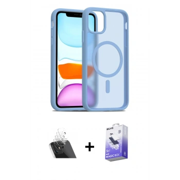 MARSİLYAN™- iPhone 11 Kılıf Siluet Minimal Prime - Siyah Bilvis 5in1 5D Magic Hayalet Cam Ekran Koruyucu + Kamera Lens Koruma Cam - SF