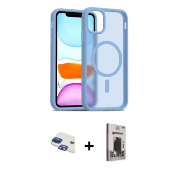 MARSİLYAN™- iPhone 11 Kılıf Siluet Minimal Prime - Siyah Bilvis Hayalet Cam Ekran Koruyucu + Pers Alüminyum Kamera Lens - LT