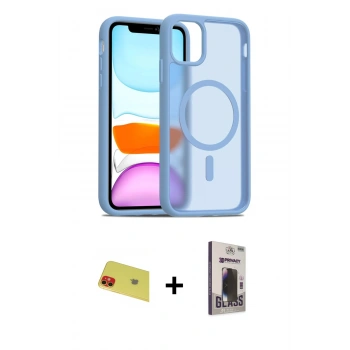 MARSİLYAN™- iPhone 11 Kılıf Siluet Minimal Prime - Siyah Bilvis Hayalet Cam Ekran Koruyucu + Rainbow Kamera Lens Koruma Cam - KI