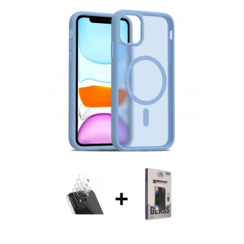 MARSİLYAN™- iPhone 11 Kılıf Siluet Minimal Prime - Siyah Bilvis Hayalet Cam Ekran Koruyucu + Kamera Lens Koruma Cam - SF
