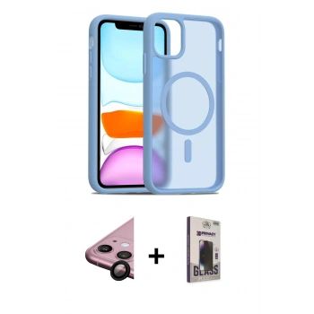 MARSİLYAN™- iPhone 11 Kılıf Siluet Minimal Prime - Siyah Bilvis Hayalet Cam Ekran Koruyucu + Raze Metal Kamera Lens - SH