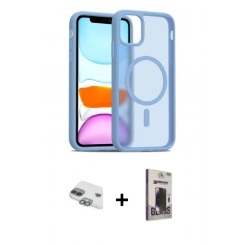 MARSİLYAN™- iPhone 11 Kılıf Siluet Minimal Prime - Siyah Bilvis Hayalet Cam Ekran Koruyucu + Pers Alüminyum Kamera Lens - YL