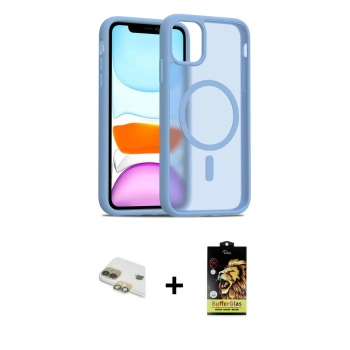 MARSİLYAN™- iPhone 11 Kılıf Siluet Minimal Prime - Siyah Buffer Cam Ekran Koruyucu + Pers Alüminyum Kamera Lens - GD