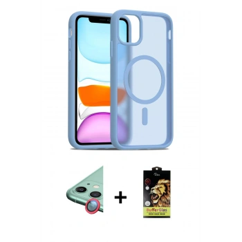 MARSİLYAN™- iPhone 11 Kılıf Siluet Minimal Prime - Siyah Buffer Cam Ekran Koruyucu + Raze Metal Kamera Lens - KI