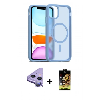 MARSİLYAN™- iPhone 11 Kılıf Siluet Minimal Prime - Siyah Buffer Cam Ekran Koruyucu + Raze Metal Kamera Lens - MR