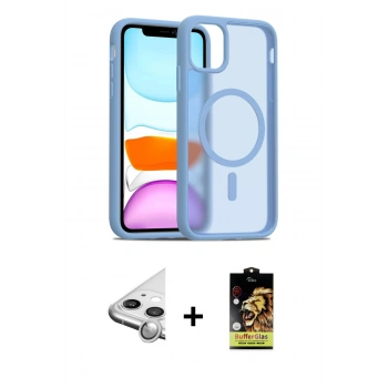 MARSİLYAN™- iPhone 11 Kılıf Siluet Minimal Prime - Siyah Buffer Cam Ekran Koruyucu + Raze Metal Kamera Lens - GS
