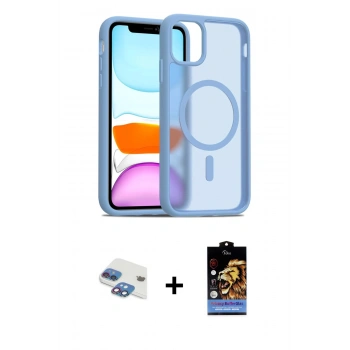 MARSİLYAN™- iPhone 11 Kılıf Siluet Minimal Prime - Siyah Buffer Hayalet Cam Ekran Koruyucu + Pers Alüminyum Kamera Lens - GI