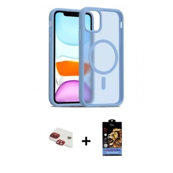 MARSİLYAN™- iPhone 11 Kılıf Siluet Minimal Prime - Siyah Buffer Hayalet Cam Ekran Koruyucu + Pers Alüminyum Kamera Lens - KI