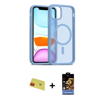 MARSİLYAN™- iPhone 11 Kılıf Siluet Minimal Prime - Siyah Buffer Hayalet Cam Ekran Koruyucu + Rainbow Kamera Lens Koruma Cam - KI