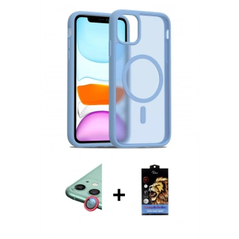 MARSİLYAN™- iPhone 11 Kılıf Siluet Minimal Prime - Siyah Buffer Hayalet Cam Ekran Koruyucu + Raze Metal Kamera Lens - KI