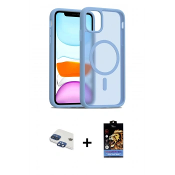 MARSİLYAN™- iPhone 11 Kılıf Siluet Minimal Prime - Siyah Buffer Hayalet Cam Ekran Koruyucu + Pers Alüminyum Kamera Lens - LT