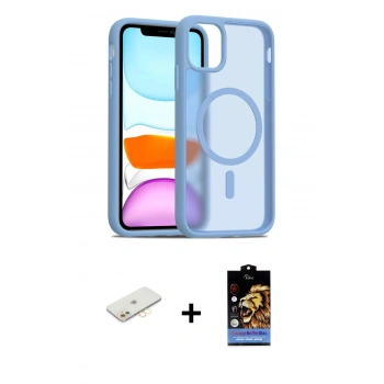 MARSİLYAN™- iPhone 11 Kılıf Siluet Minimal Prime - Siyah Buffer Hayalet Cam Ekran Koruyucu + Renkli Kamera Lens Koruma Cam - SI