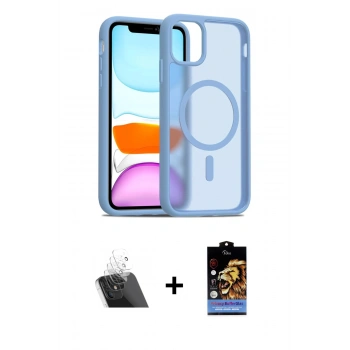 MARSİLYAN™- iPhone 11 Kılıf Siluet Minimal Prime - Siyah Buffer Hayalet Cam Ekran Koruyucu + Kamera Lens Koruma Cam - SF