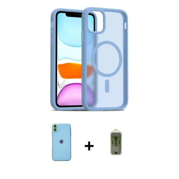 MARSİLYAN™- iPhone 11 Kılıf Siluet Minimal Prime - Siyah Joko Magic 5D Hayalet Cam + Neon Fosforlu Kamera Lens - YL