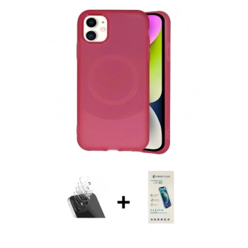 MARSİLYAN™- iPhone 11 Kılıf Ufuk Serisi - Şeffaf Pasifik Cam Ekran Koruyucu + Kamera Lens Koruma Cam - SF