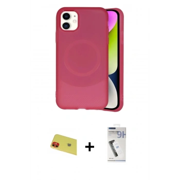 MARSİLYAN™- iPhone 11 Kılıf Ufuk Serisi - Şeffaf Uv Polymer Nano Ekran Koruyucu + Rainbow Kamera Lens Koruma Cam - KI