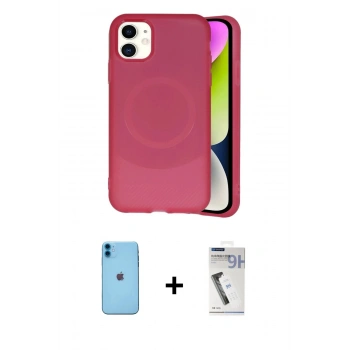MARSİLYAN™- iPhone 11 Kılıf Ufuk Serisi - Şeffaf Uv Polymer Nano Ekran Koruyucu + Neon Fosforlu Kamera Lens - MI