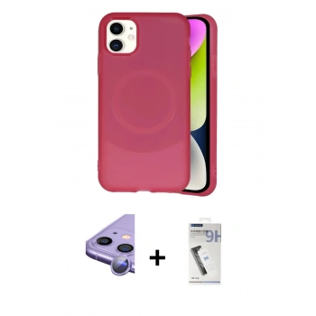MARSİLYAN™- iPhone 11 Kılıf Ufuk Serisi - Şeffaf Uv Polymer Nano Ekran Koruyucu + Raze Metal Kamera Lens - MR