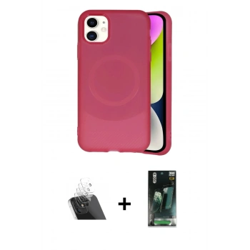 MARSİLYAN™- iPhone 11 Kılıf Ufuk Serisi - Siyah 360 Mat Full Body Arka Koruyucu + Kamera Lens Koruma Cam - SF