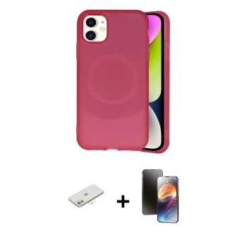 MARSİLYAN™- iPhone 11 Kılıf Ufuk Serisi - Siyah 3D Antistatik Mat Seramik Nano Ekran Koruyucu + Renkli Kamera Lens Koruma Cam - YL