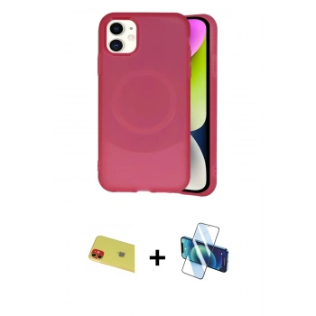 MARSİLYAN™- iPhone 11 Kılıf Ufuk Serisi - Siyah 3D Antistatik Seramik Nano Ekran Koruyucu + Rainbow Kamera Lens Koruma Cam - KI
