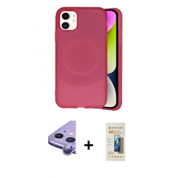 MARSİLYAN™- iPhone 11 Kılıf Ufuk Serisi - Siyah 6D Mat Seramik Hayalet Nano Ekran Koruyucu + Raze Metal Kamera Lens - MR