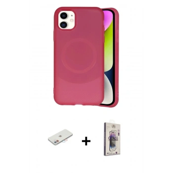 MARSİLYAN™- iPhone 11 Kılıf Ufuk Serisi - Siyah Bilvis 3D Cam Ekran Koruyucu + Renkli Kamera Lens Koruma Cam - PE