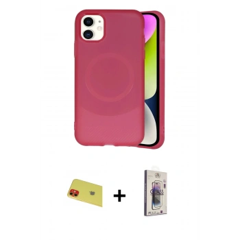MARSİLYAN™- iPhone 11 Kılıf Ufuk Serisi - Siyah Bilvis 3D Cam Ekran Koruyucu + Rainbow Kamera Lens Koruma Cam - KI