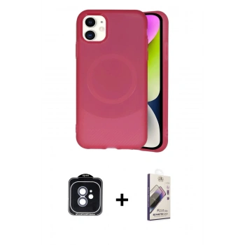 MARSİLYAN™- iPhone 11 Kılıf Ufuk Serisi - Siyah Bilvis 3D Mat Cam Ekran Koruyucu + PVD Metal Kamera Lens - MI