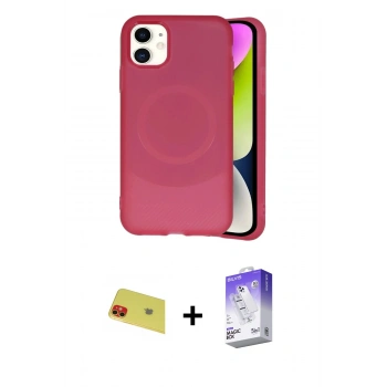 MARSİLYAN™- iPhone 11 Kılıf Ufuk Serisi - Siyah Bilvis 5in1 3D Magic Cam Ekran Koruyucu + Rainbow Kamera Lens Koruma Cam - KI