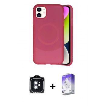 MARSİLYAN™- iPhone 11 Kılıf Ufuk Serisi - Siyah Bilvis 5in1 3D Magic Cam Ekran Koruyucu + PVD Metal Kamera Lens - MI