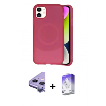 MARSİLYAN™- iPhone 11 Kılıf Ufuk Serisi - Siyah Bilvis 5in1 3D Magic Cam Ekran Koruyucu + Raze Metal Kamera Lens - MR