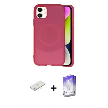 MARSİLYAN™- iPhone 11 Kılıf Ufuk Serisi - Siyah Bilvis 5in1 3D Magic Cam Ekran Koruyucu + Renkli Kamera Lens Koruma Cam - SI